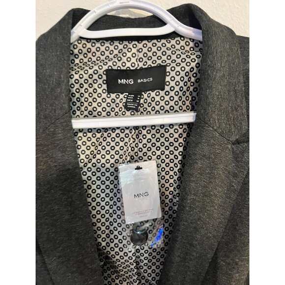 MNG Basics NWT Womens Charcoal Blazer Jacket Patterned Lining - Picture 4 of 9